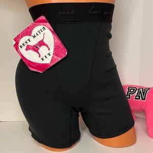 Victoria’s Secret PINK L Logo Band High-Waist Boyshort Sleep Shorts Panty Black